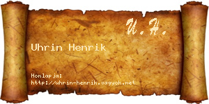 Uhrin Henrik névjegykártya